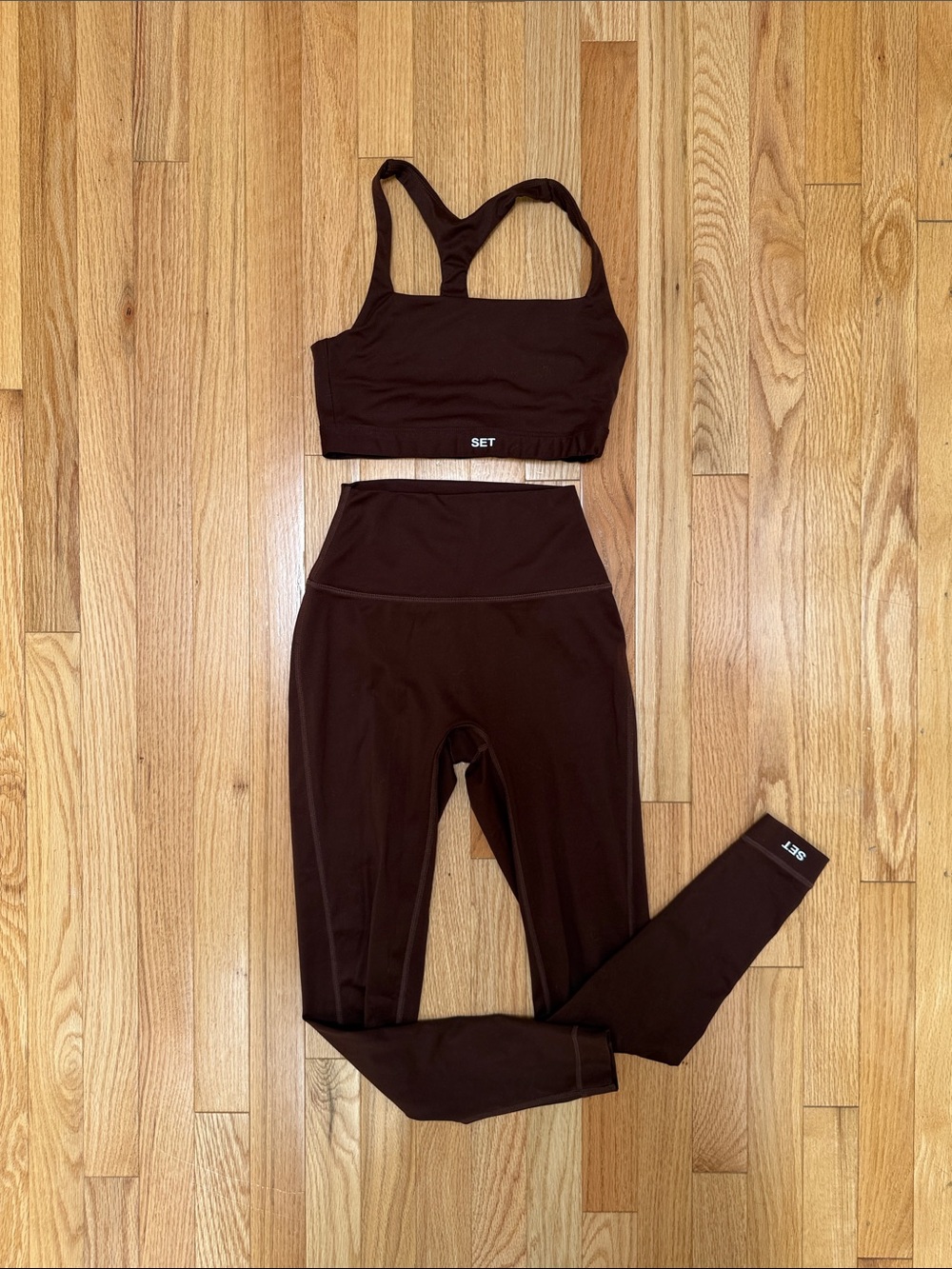 SET Active Women's Luxform Chocolate Brown High-Waist Leggings & Sports Bra Set